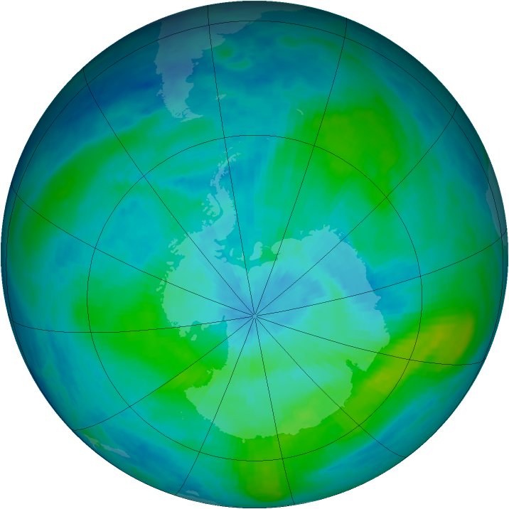 Antarctic ozone map for 05 March 1987